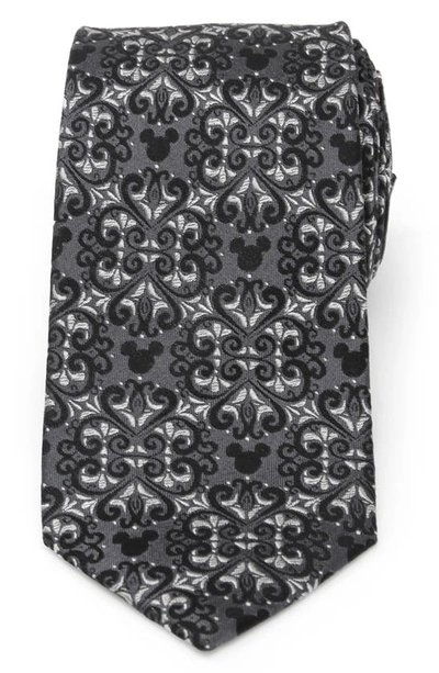 Cufflinks, Inc X Disney Mickey Mouse Damask Tile Silk Tie In Grey