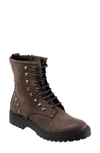 Bueno Studded Combat Boot In Grey Nubuck