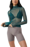 Free People On The Dot Layering Mesh Turtleneck In Deep Teal