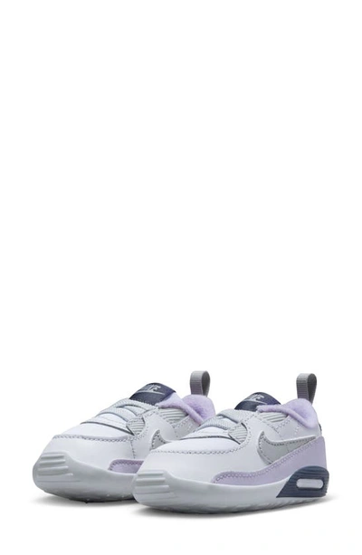 Nike Kids' Air Max 90 Crib Sneaker In White/metallic Silver/violet Frost/thunder Blue