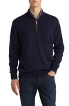 Peter Millar Crown Soft Quarter Zip Merino Wool Blend Pullover In Navy