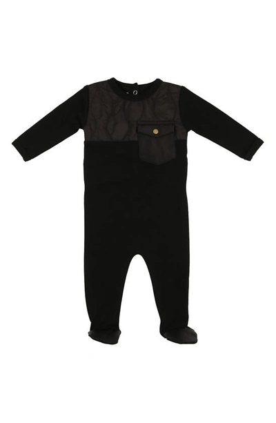 Maniere Babies' Quilted Puffer Footie In Black