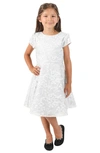 LITTLE ANGELS KIDS' FLORAL METALLIC SATIN JACQUARD DRESS