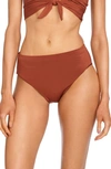 Robin Piccone Ava High Waist Bikini Bottoms In Sepia