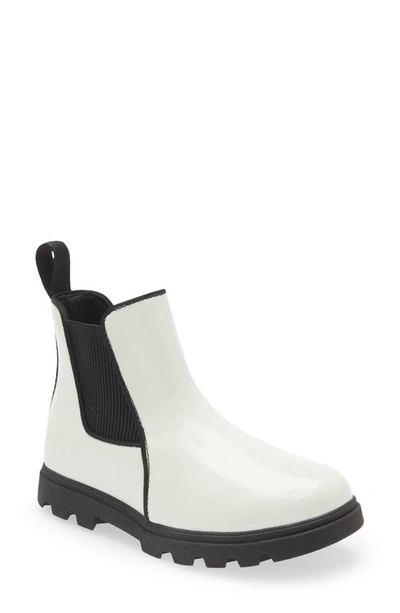Native Shoes Kids' Kensington Treklite Glossy Chelsea Boot In Shell White Gloss/ Jiffy Black