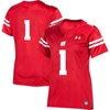 UNDER ARMOUR UNDER ARMOUR #1 RED WISCONSIN BADGERS TEAM REPLICA FOOTBALL JERSEY