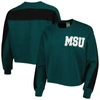 GAMEDAY COUTURE GAMEDAY COUTURE GREEN MICHIGAN STATE SPARTANS BACK TO REALITY COLORBLOCK PULLOVER SWEATSHIRT