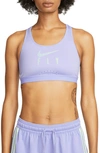 Nike Dri-fit Swoosh Fly Sports Bra In Light Thistle/ Ghost Green