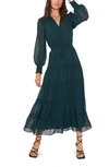 1.state Tie Neck Long Sleeve Tiered Maxi Dress In Ponderosa Pine