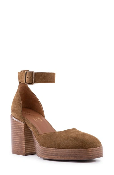 Seychelles Gleaming Ankle Strap Platform Pump In Brown