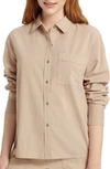 Splendid Reese Cotton Blend Button-down Shirt In Latte
