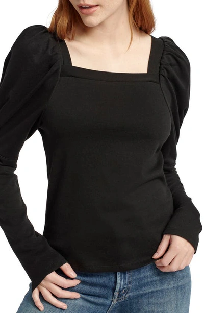Splendid Josephine Puff Shoulder Sweatshirt In Black