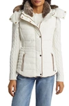 JOULES MELFORD QUILTED VEST WITH FAUX FUR TRIM