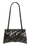 Balenciaga Small Crush Quilted Leather Shoulder Bag In Black