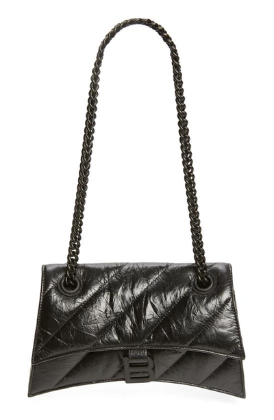 Balenciaga Small Crush Quilted Leather Shoulder Bag In Black
