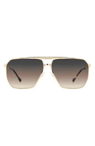 Isabel Marant 52mm Gradient Rectangular Sunglasses In Gold Brown Gray Brown