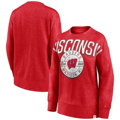 Fanatics Branded Heathered Red Wisconsin Badgers Jump Distribution Pullover Sweatshirt