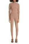 Alexander Wang Crystal Logo Turtleneck Sweater In Dark Rose Beige