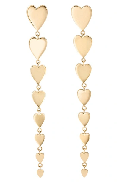 Lana Graduating Linear Dangle Heart Earrings, 55mm In Yellow Gold