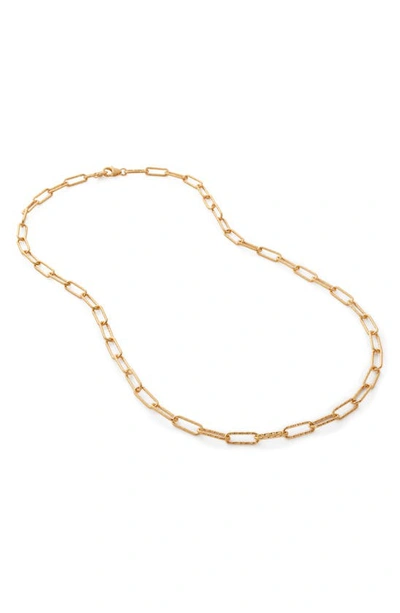 Monica Vinader Alta Textured Chain Necklace In 18ct Gold On Sterling