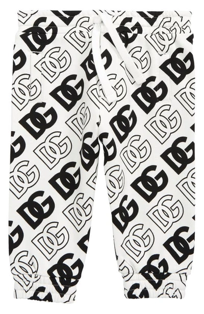 Dolce & Gabbana Kids' White Sweatpants For Boy With Black Logo