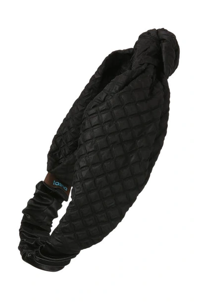 Tasha Quilted Knotted Head Wrap In Black