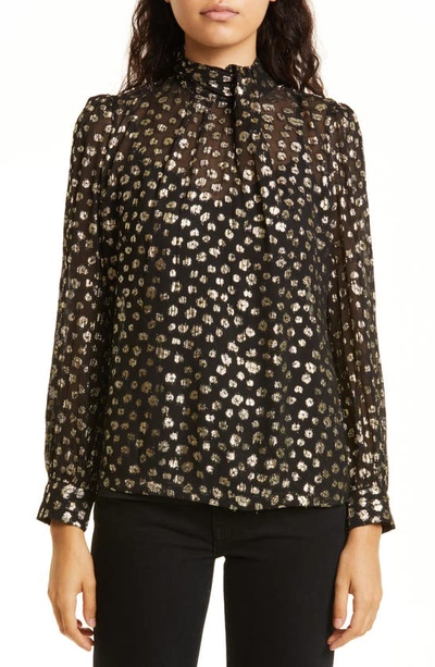 Mille Charlotte Metallic Tie-front Blouse In Gold Dust