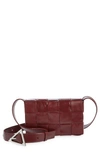 Bottega Veneta Small Cassette Intrecciato Leather Crossbody Bag In Barolo-silver