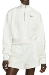 Nike Sportswear Phoenix Fleece Crop Sweatshirt In Sail/ Black