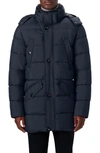 Bugatchi Faux Fur Collar Water Repellent Puffer Coat In Navy