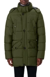 Bugatchi Faux Fur Collar Water Repellent Puffer Coat In Olive