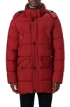 Bugatchi Men's Water-repellent Hooded Puffer Parka Jacket In Ruby