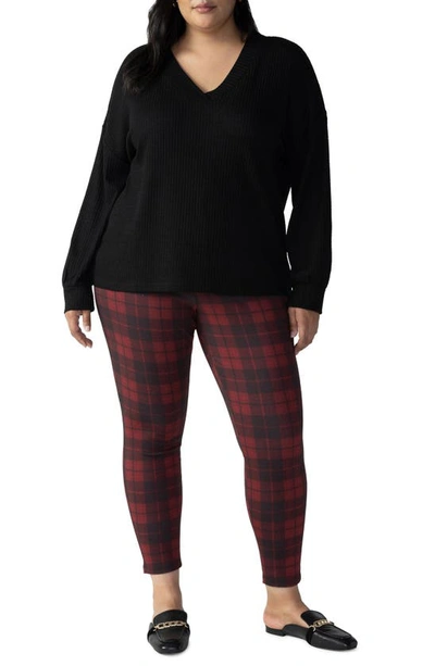 Sanctuary Runway Plaid Ponte Pocket Leggings In Multi