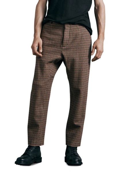 Rag & Bone Chester Houndstooth Trousers In Brown Houndstooth