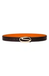 Santoni Polished Leather Belt In Brown