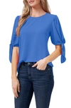 Cece Tie Sleeve High-low Blouse In Brisk Blue