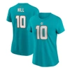Nike Women's  Tyreek Hill Aqua Miami Dolphins Player Name And Number T-shirt In Aqua