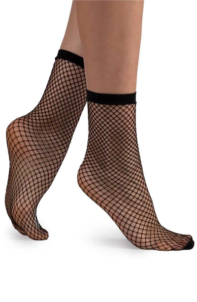 Lechery Women's European Made Fishnet 2 Pairs Of Socks In Black