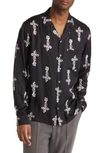 ALLSAINTS CROSSOUT NOTCHED COLLAR BUTTON-UP SHIRT