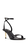 Nine West Women's Anny Round Toe Ankle Strap Heeled Sandals Women's Shoes In Black Patent