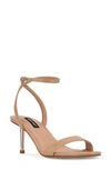 Nine West Women's Anny Round Toe Ankle Strap Heeled Sandals Women's Shoes In Light Natural Patent