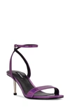 Nine West Women's Anny Round Toe Ankle Strap Heeled Sandals In Purple Mirror Metallic