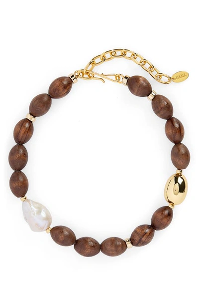 Lizzie Fortunato Women's Prairie Goldtone, 20-30mm Cultured Freshwater Baroque Pearl, & Wood Beaded Necklace