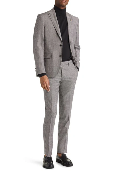 Ted Baker Robbie Extra Slim Fit Houndstooth Wool Suit In Black/white