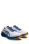 Asics Novablast 3 Running Shoe In White/ Deep Ocean