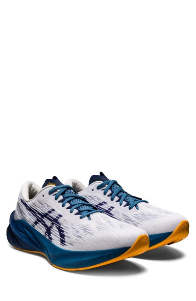 Asics Novablast 3 Running Shoe In White/ Deep Ocean