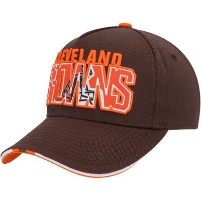 OUTERSTUFF YOUTH BROWN CLEVELAND BROWNS ON TREND PRECURVED A-FRAME SNAPBACK HAT