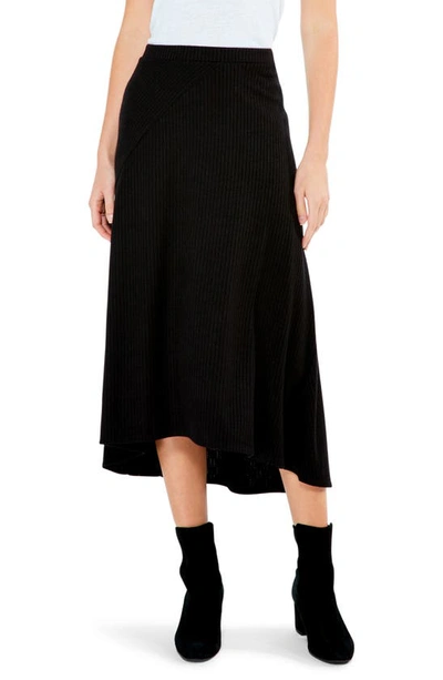 Nic + Zoe Ribbed High-low Midi Skirt In Black