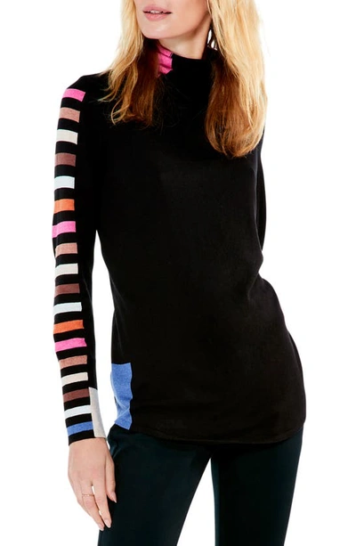 Nic + Zoe Stripes Aside Vital Turtleneck Sweater In Black