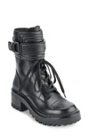 Dkny Basia Faux Fur Lined Combat Boot In Black